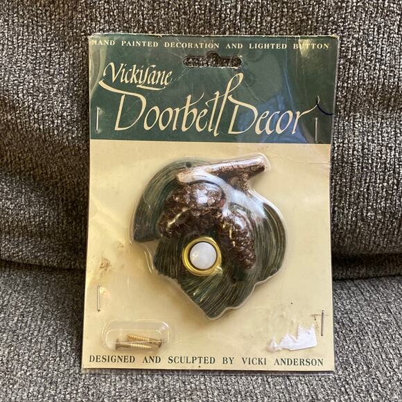 Pine Cone Illuminated Doorbell Lighted Button HP Vicki Anderson NOS VICKILANE - Picture 1 of 10